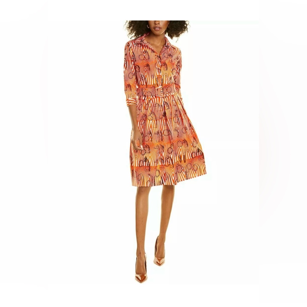 Samantha Sung Orange Patterned Women's Dress, Size 10